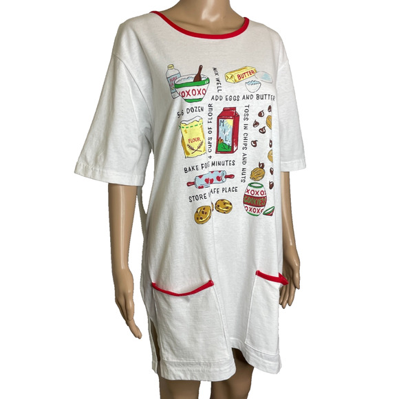 Womens XL Improved Living Cotton Blend White Recipe Graphic T-Shirt Cotton Blend - Picture 2 of 5